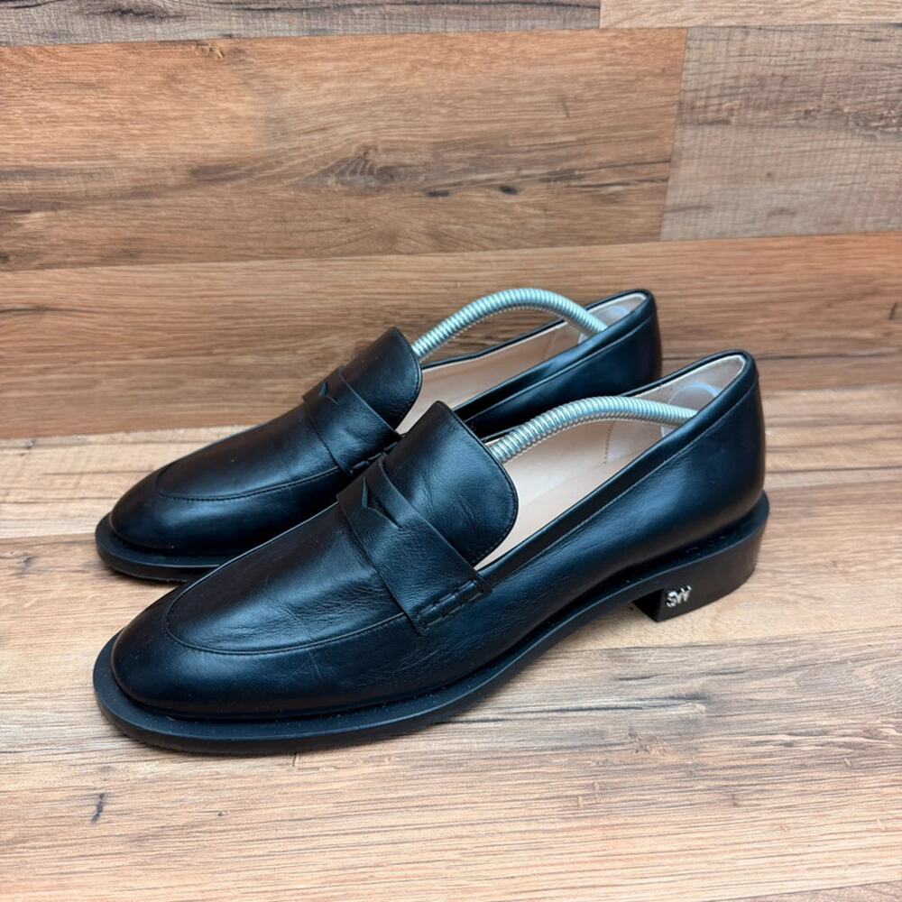 Stuart Weitzman size 6.5 37Eu Emi Penny Loafer black leather shoes